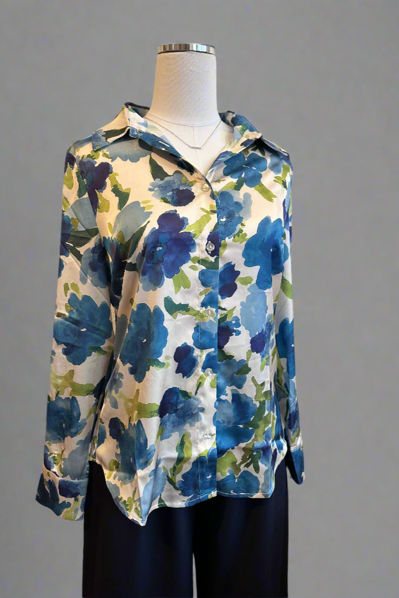 Floral Watercolor Long Sleeve Blouse