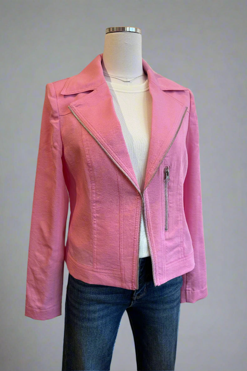 Begonia Crinkle Moto Jacket