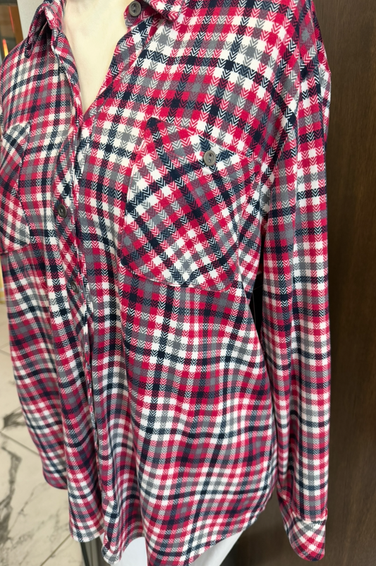Indigo Tempo Plaid Button Up