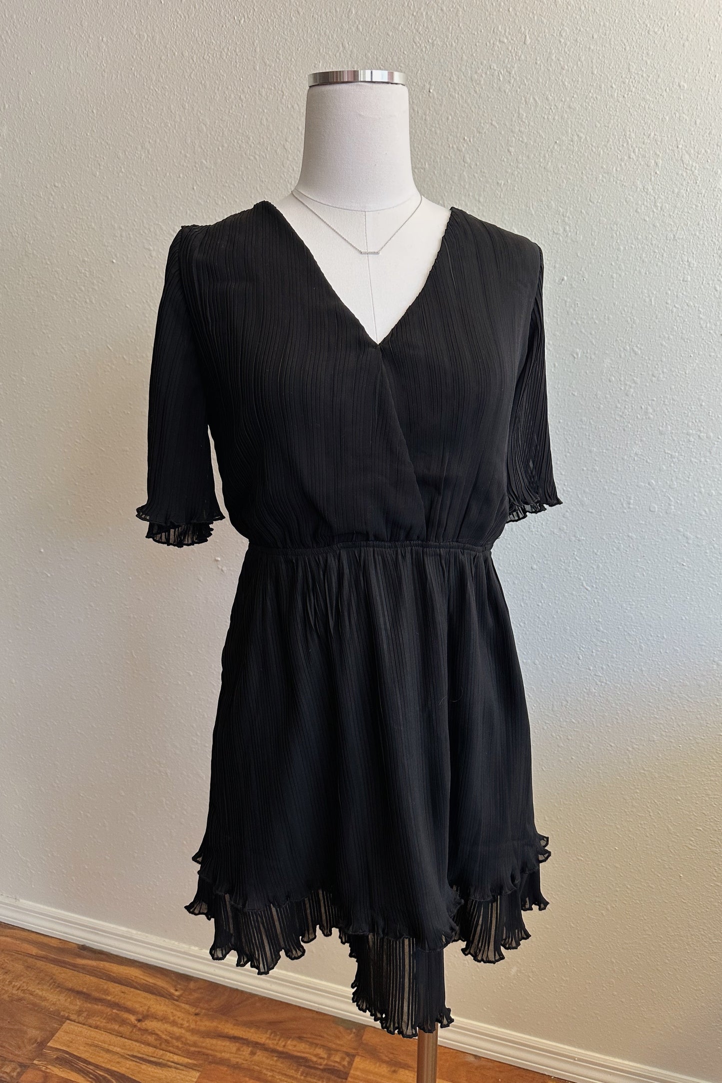 Short Satin Pleated Dress