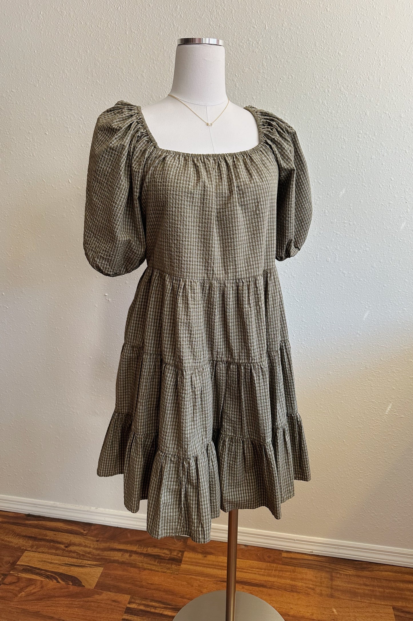 Gingham Puff Sleeve Dress