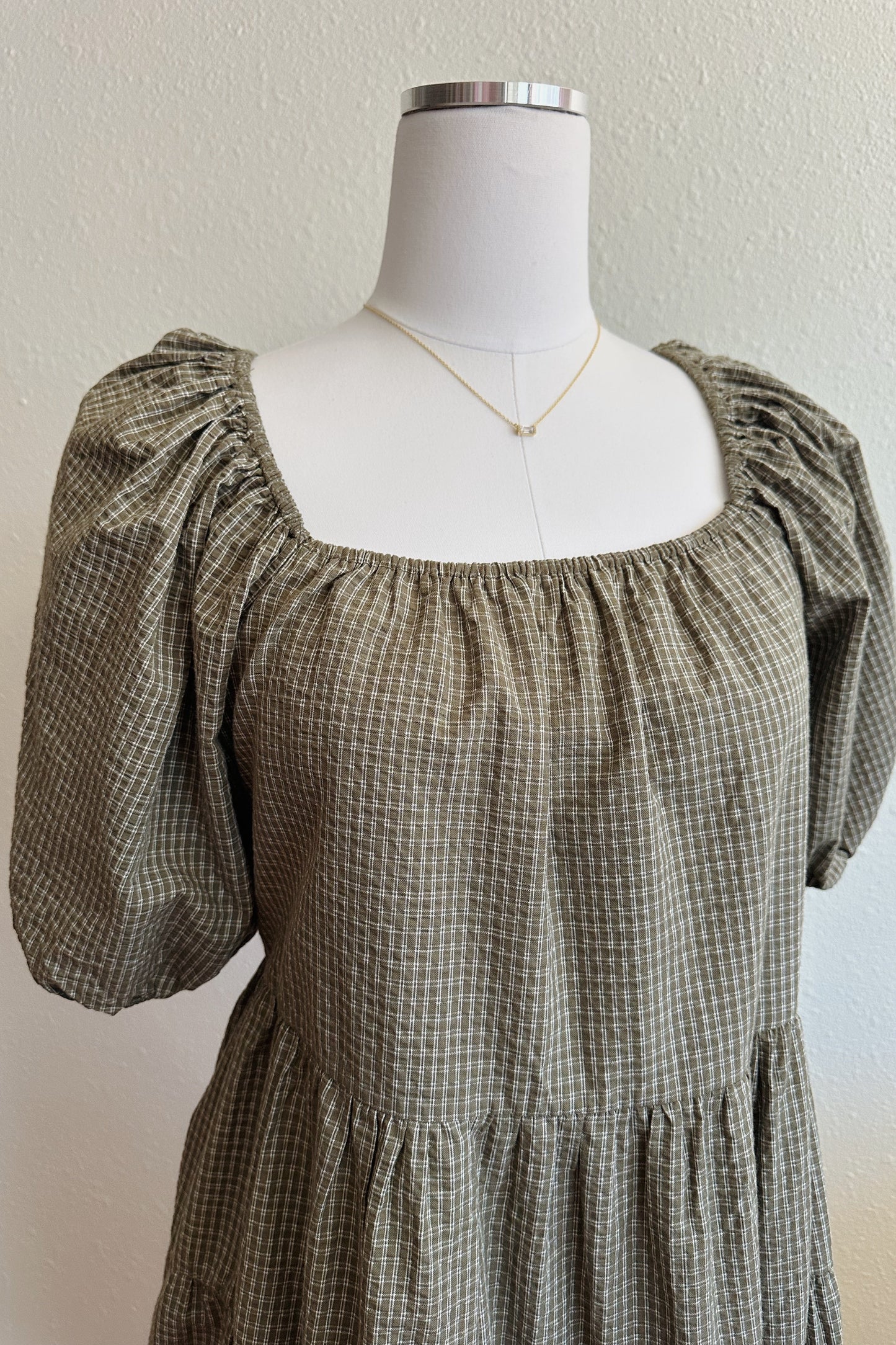 Gingham Puff Sleeve Dress