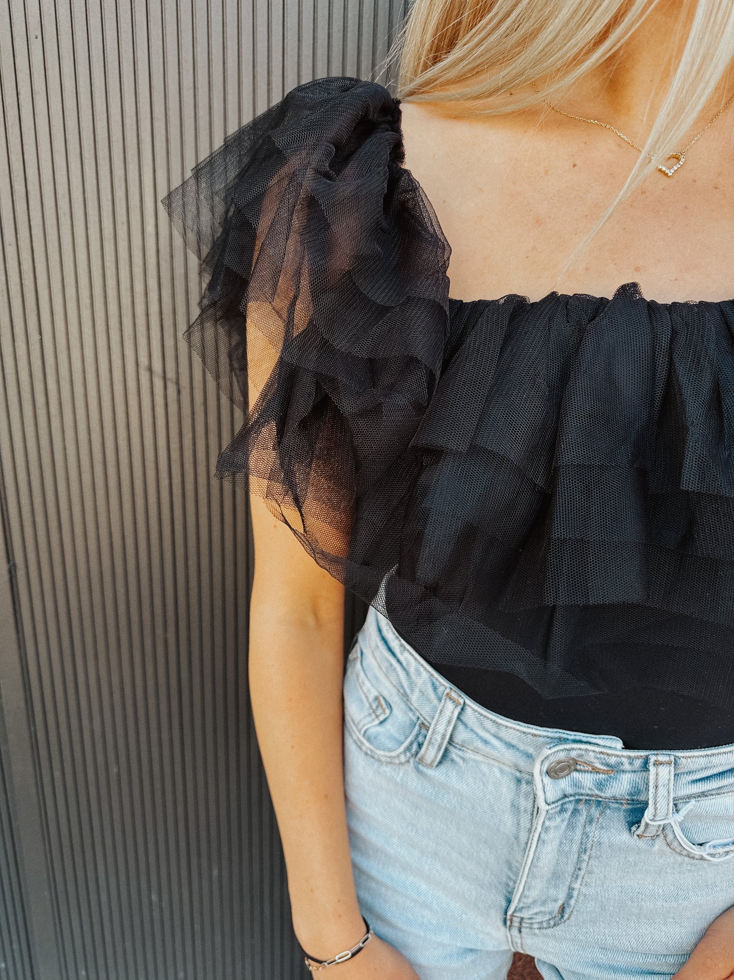 Tulle Ruffle Tiered Bodysuit