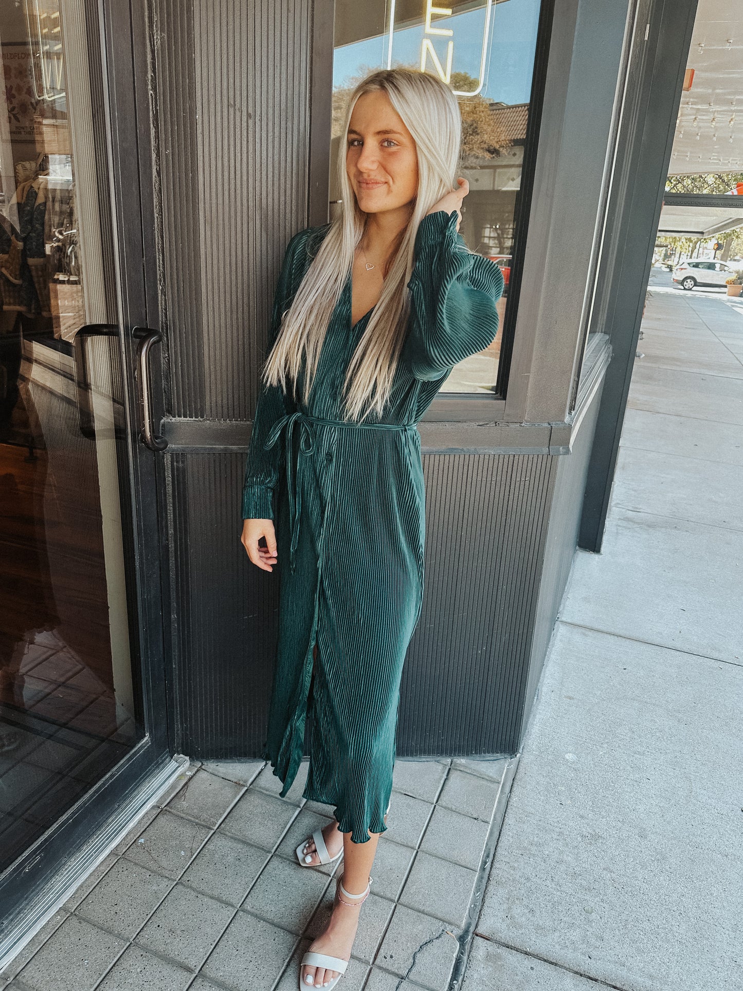 Holiday Pleated Midi Dress