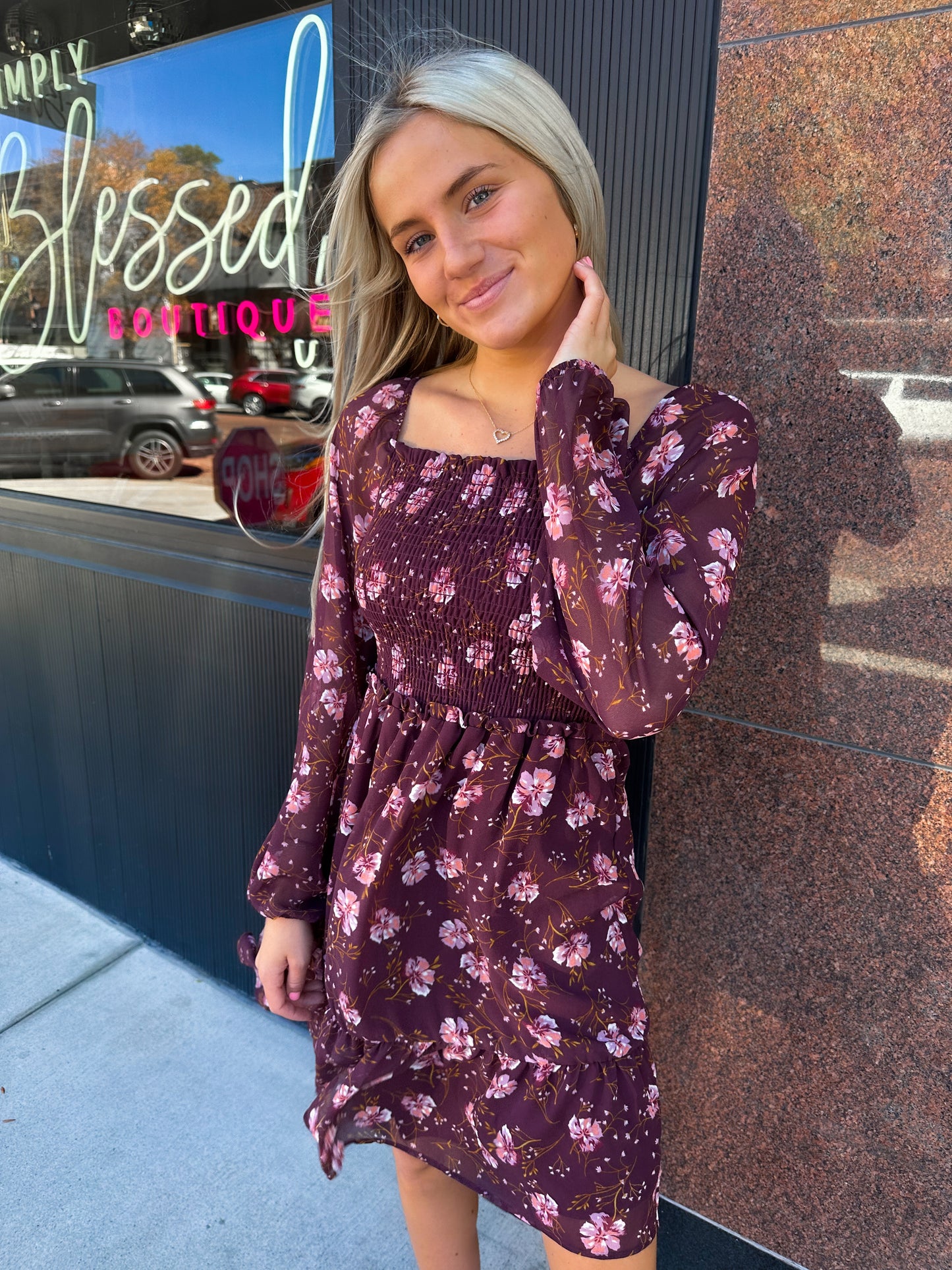 Floral Plum Dress
