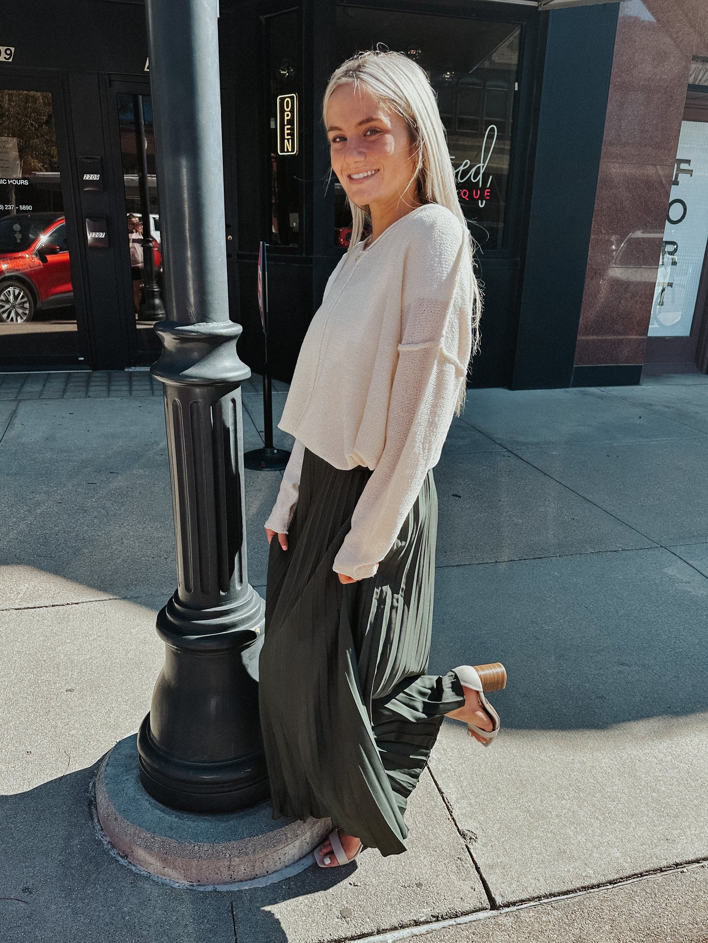 Dark Green Pleated Skirt