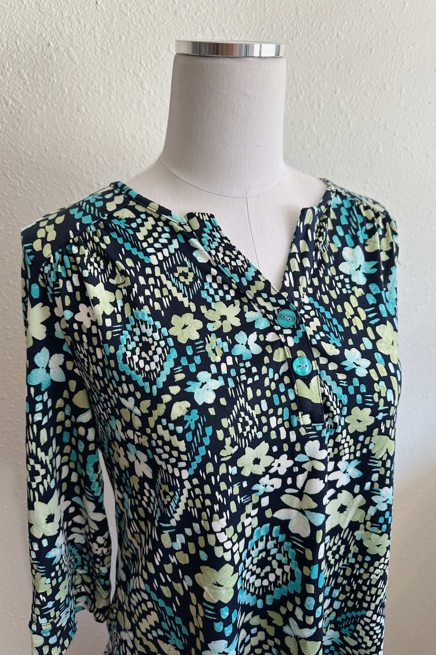 Cool Tone Patterned Blouse