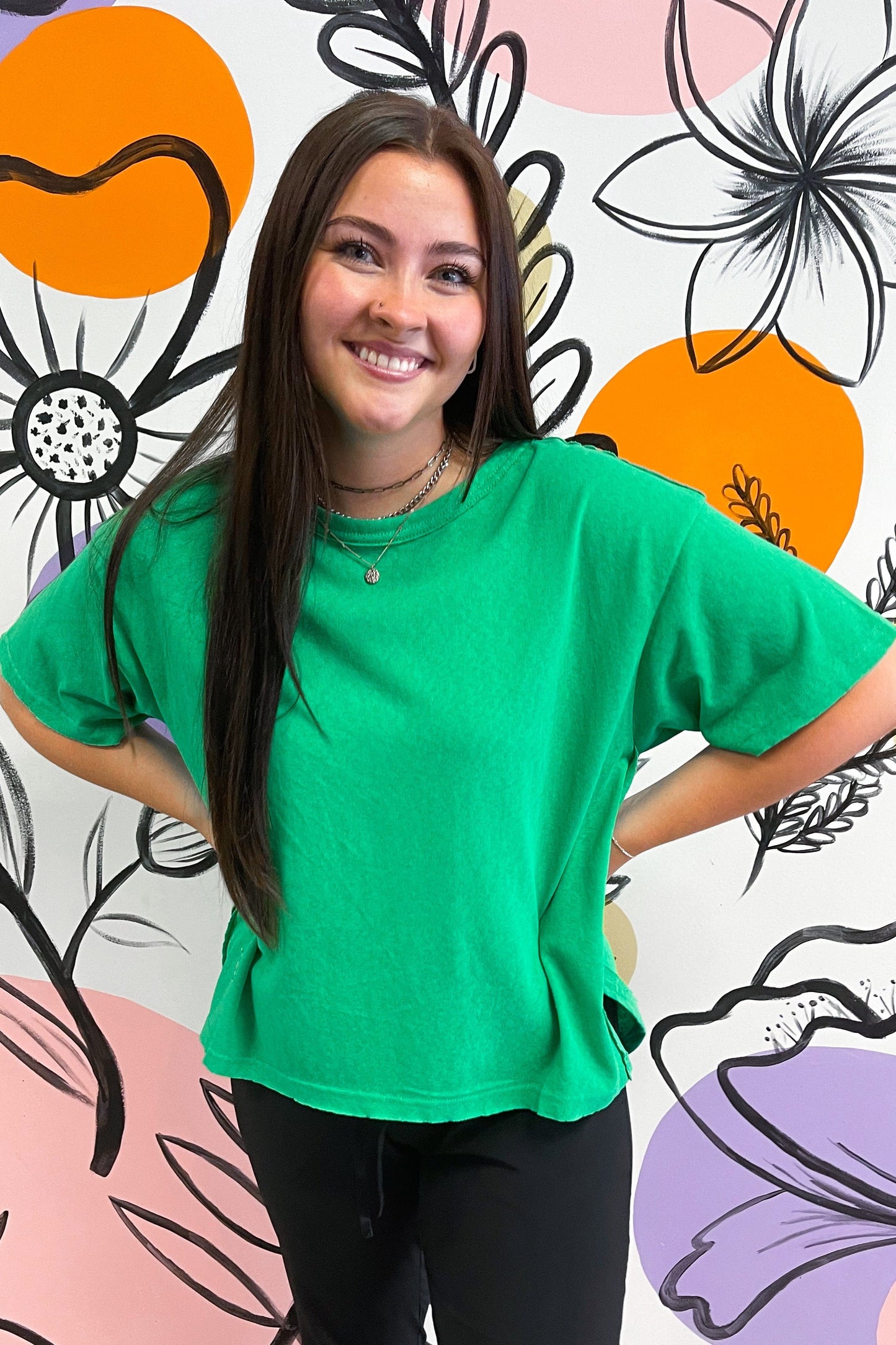 Kelly Green Oversized Knit Top