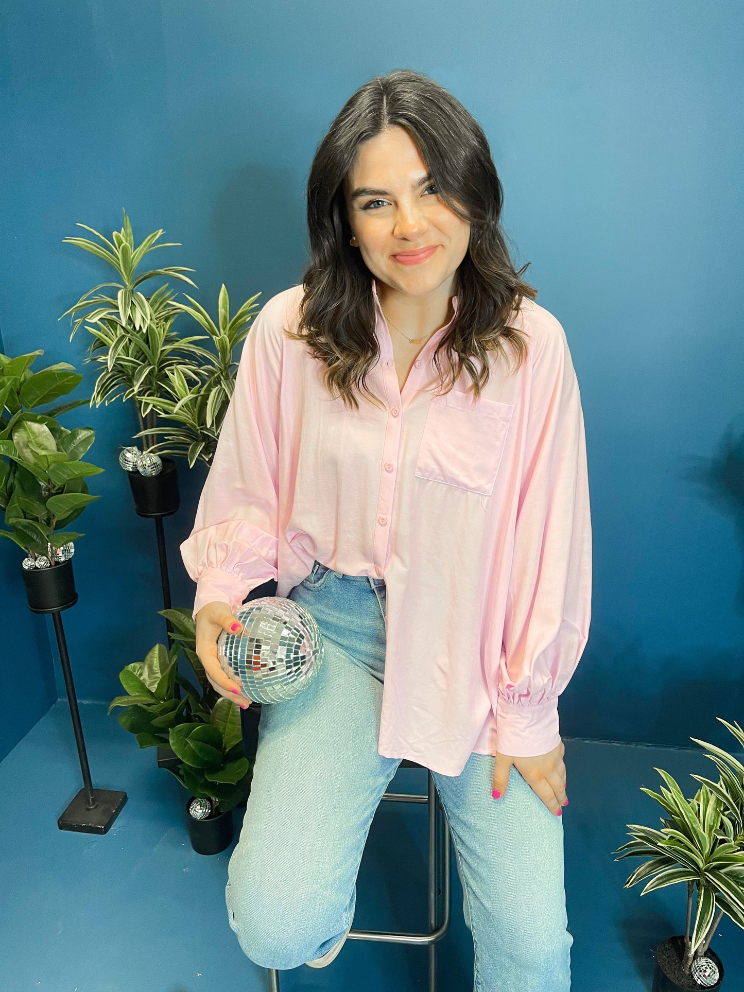 Light Pink Button Up Top