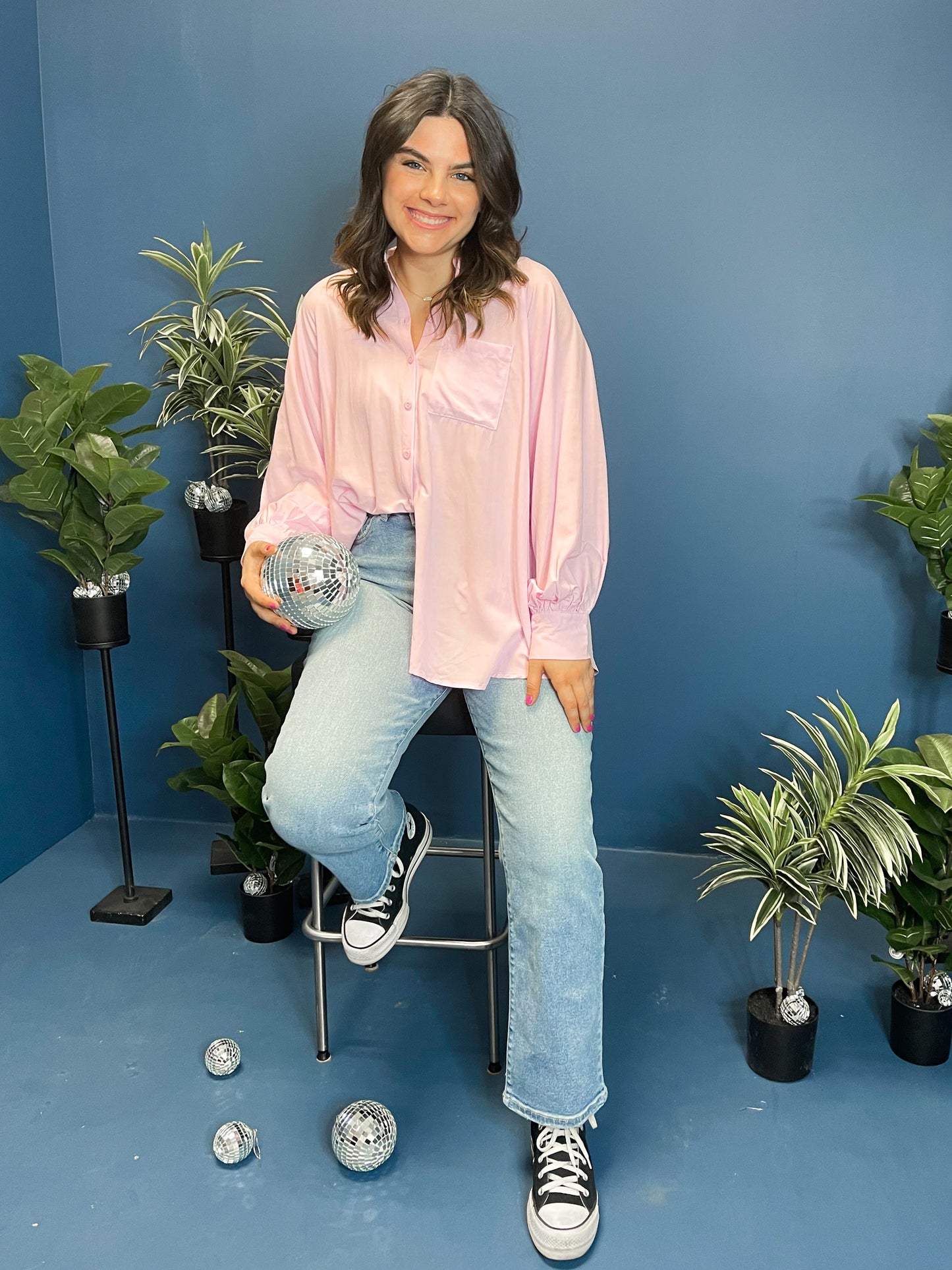 Light Pink Button Up Top