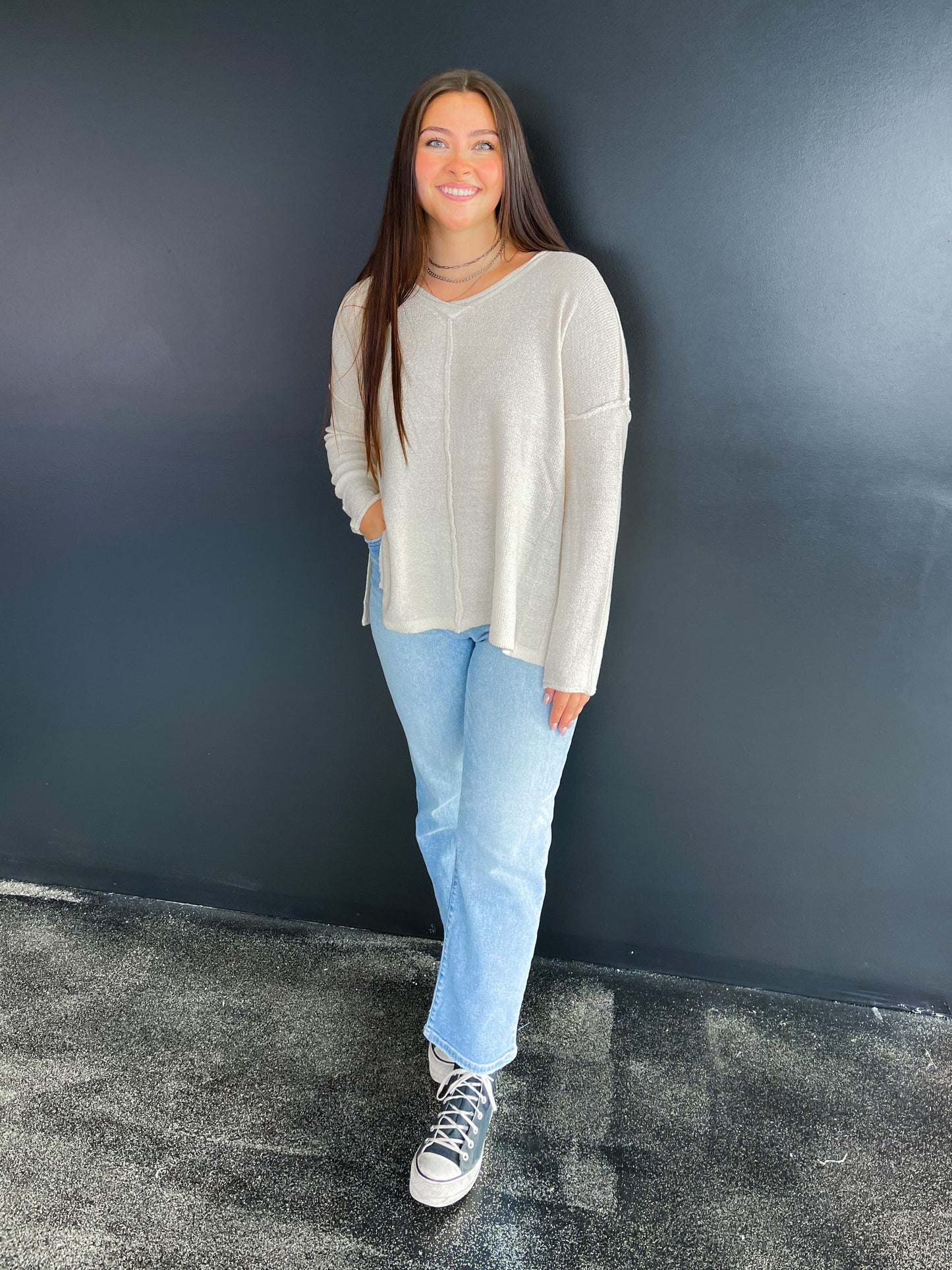 Lightweight Cream Knit Pullover