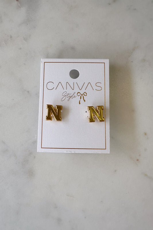 Nebraska Cornhuskers 24K Gold Plated Stud Earrings