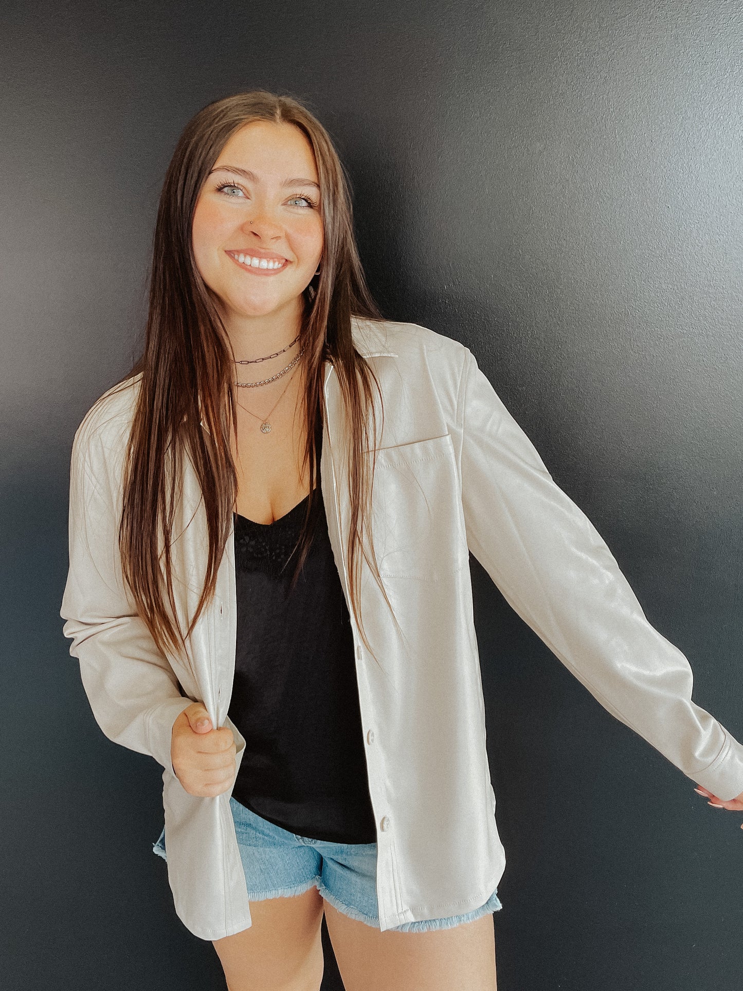 Ecru Leather Jacket