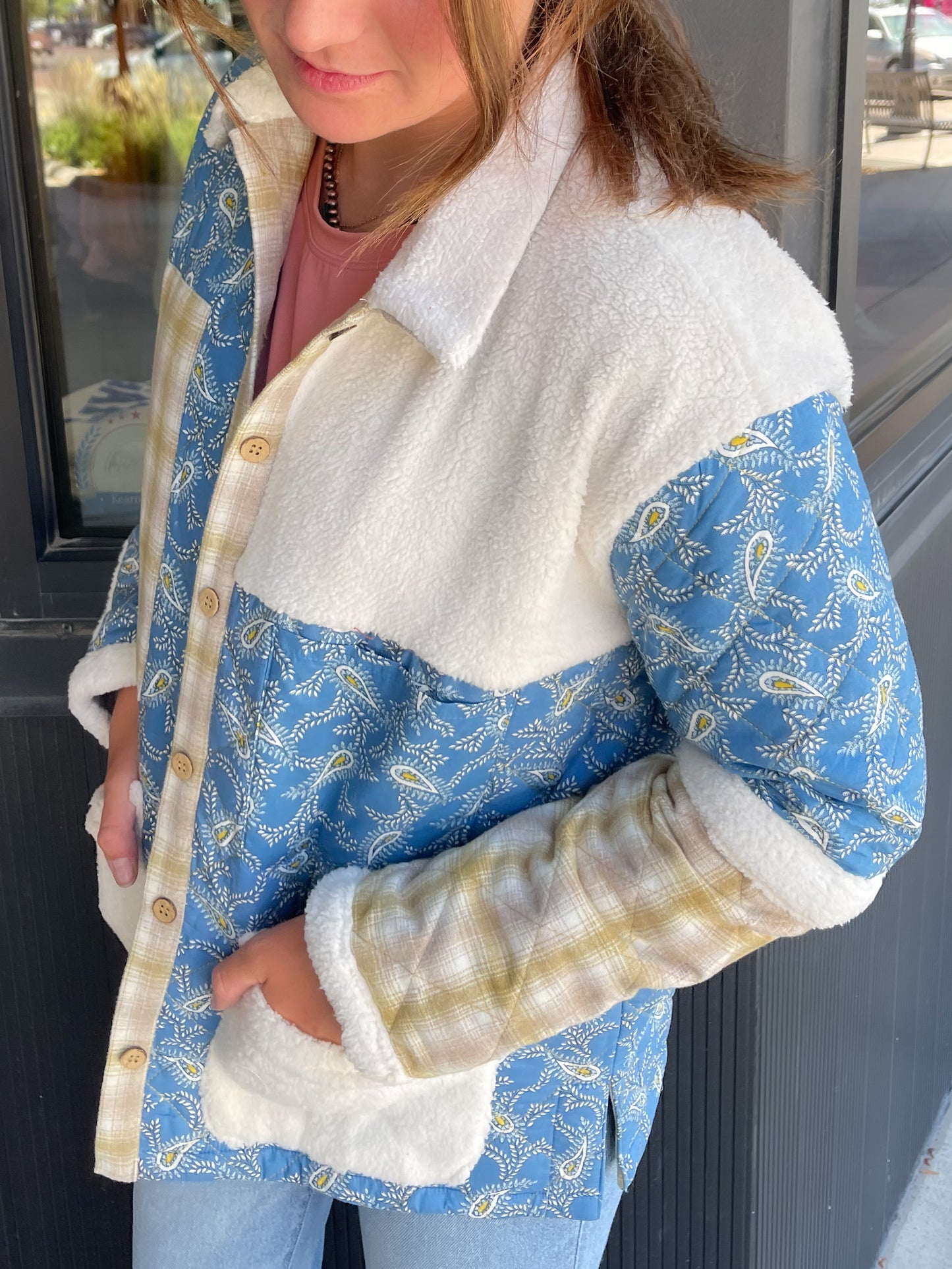 Blue & Yellow Quilted Jacket