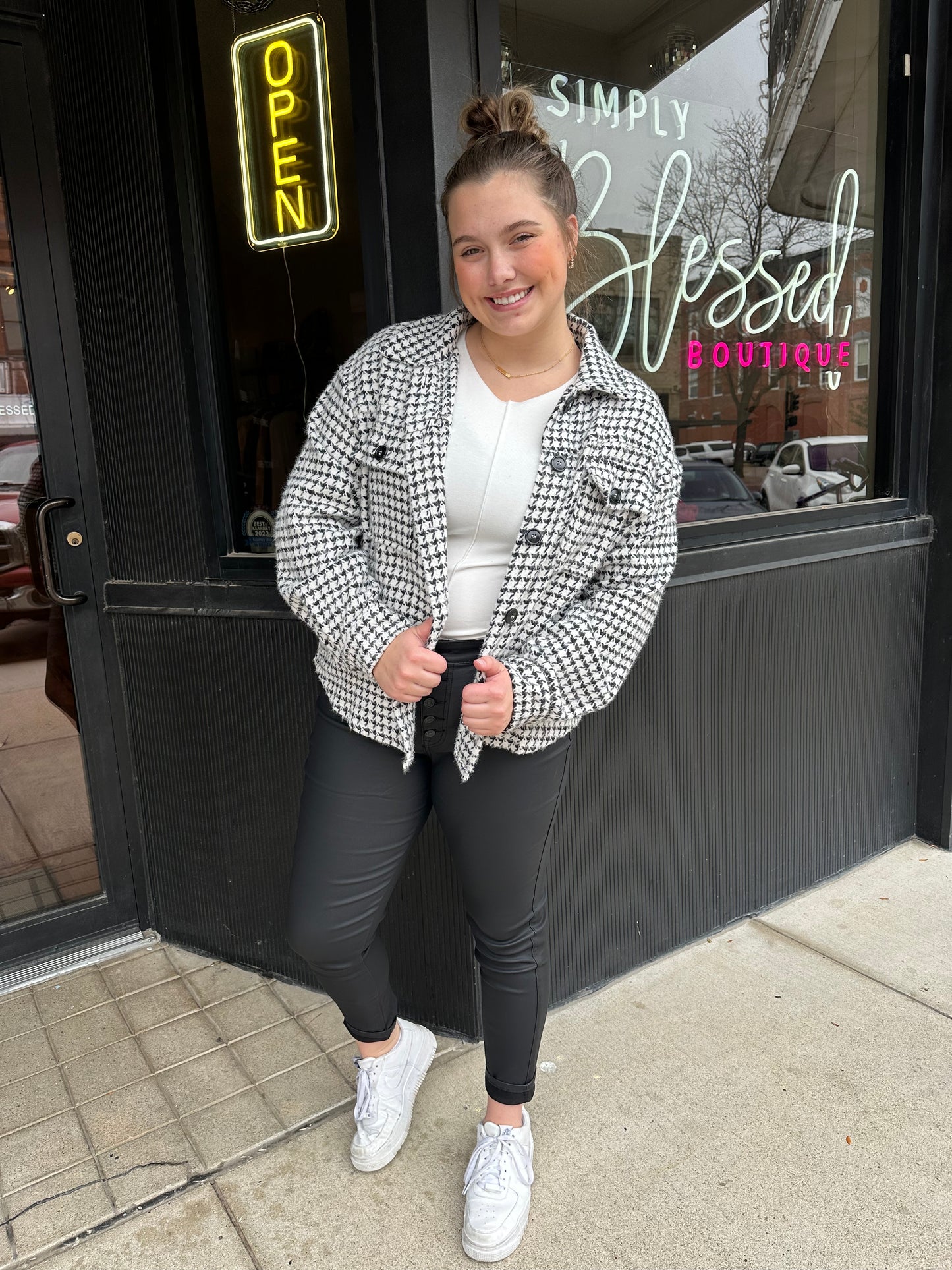 B&W Houndstooth Jacket