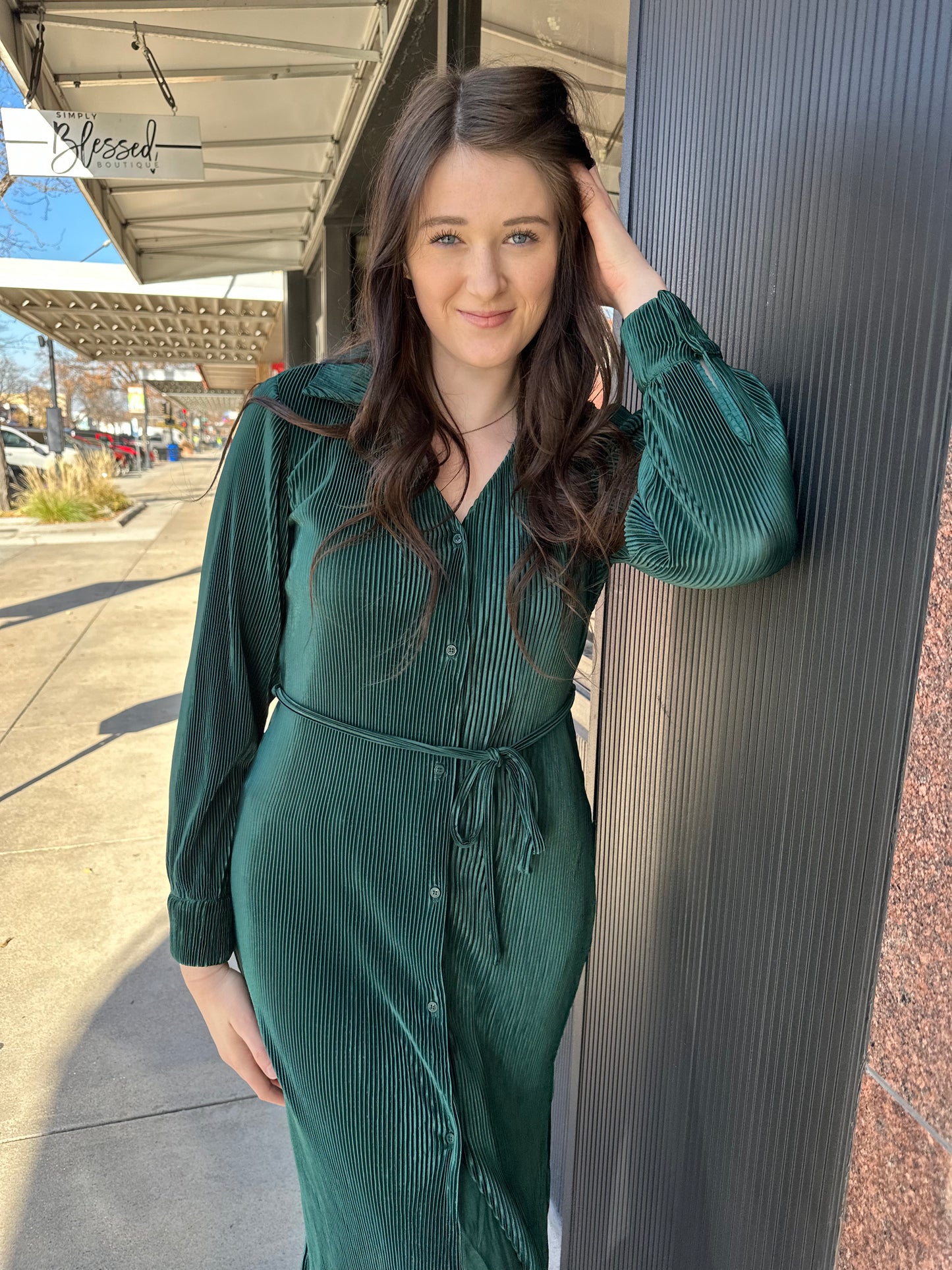 Holiday Pleated Midi Dress