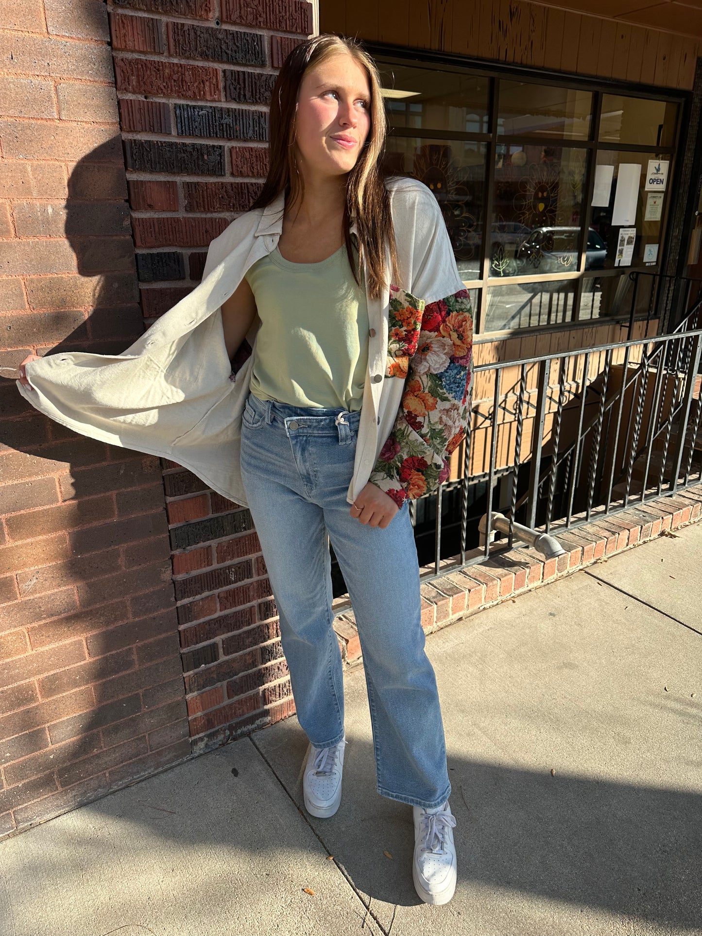 Floral Print Shacket - Ivory