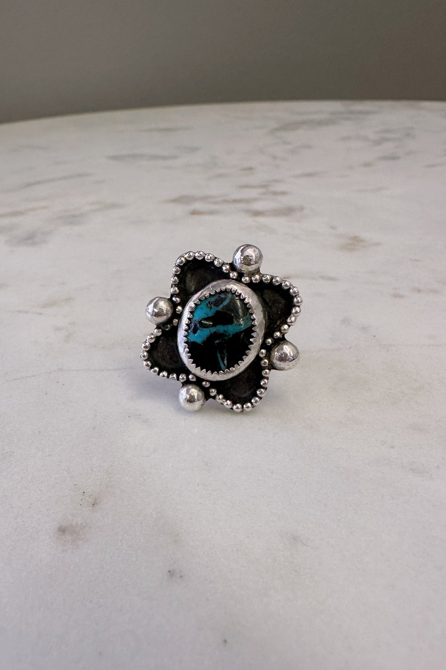 Petals and Silver Ring (Size 8)