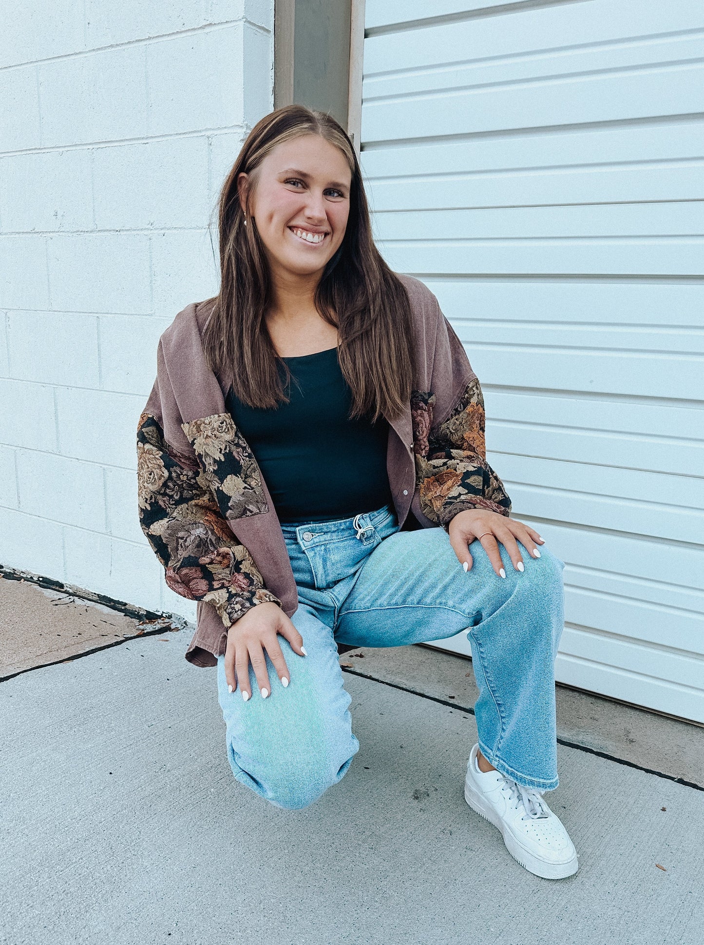 Floral Print Shacket - Mocha