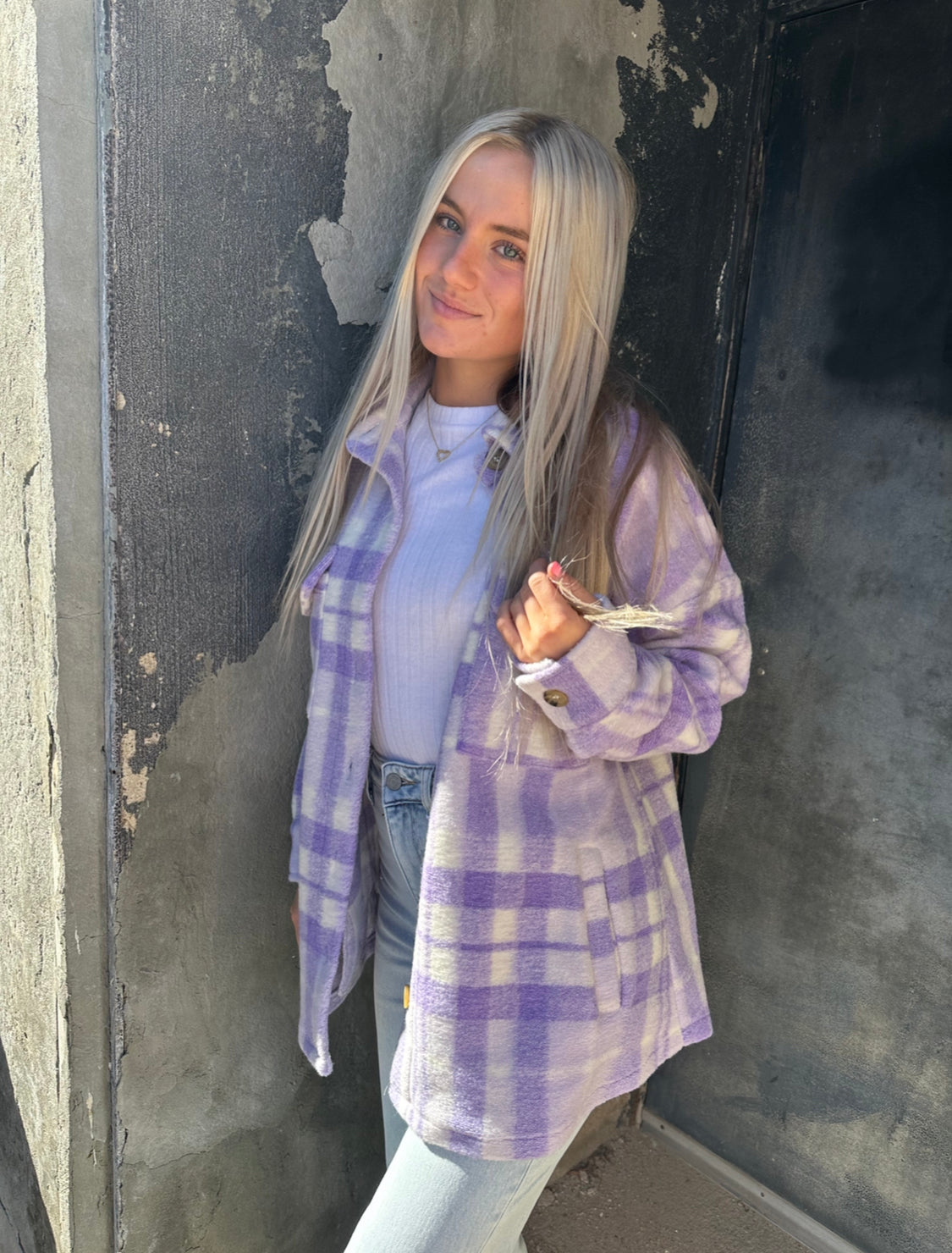 Lavender Plaid Shacket