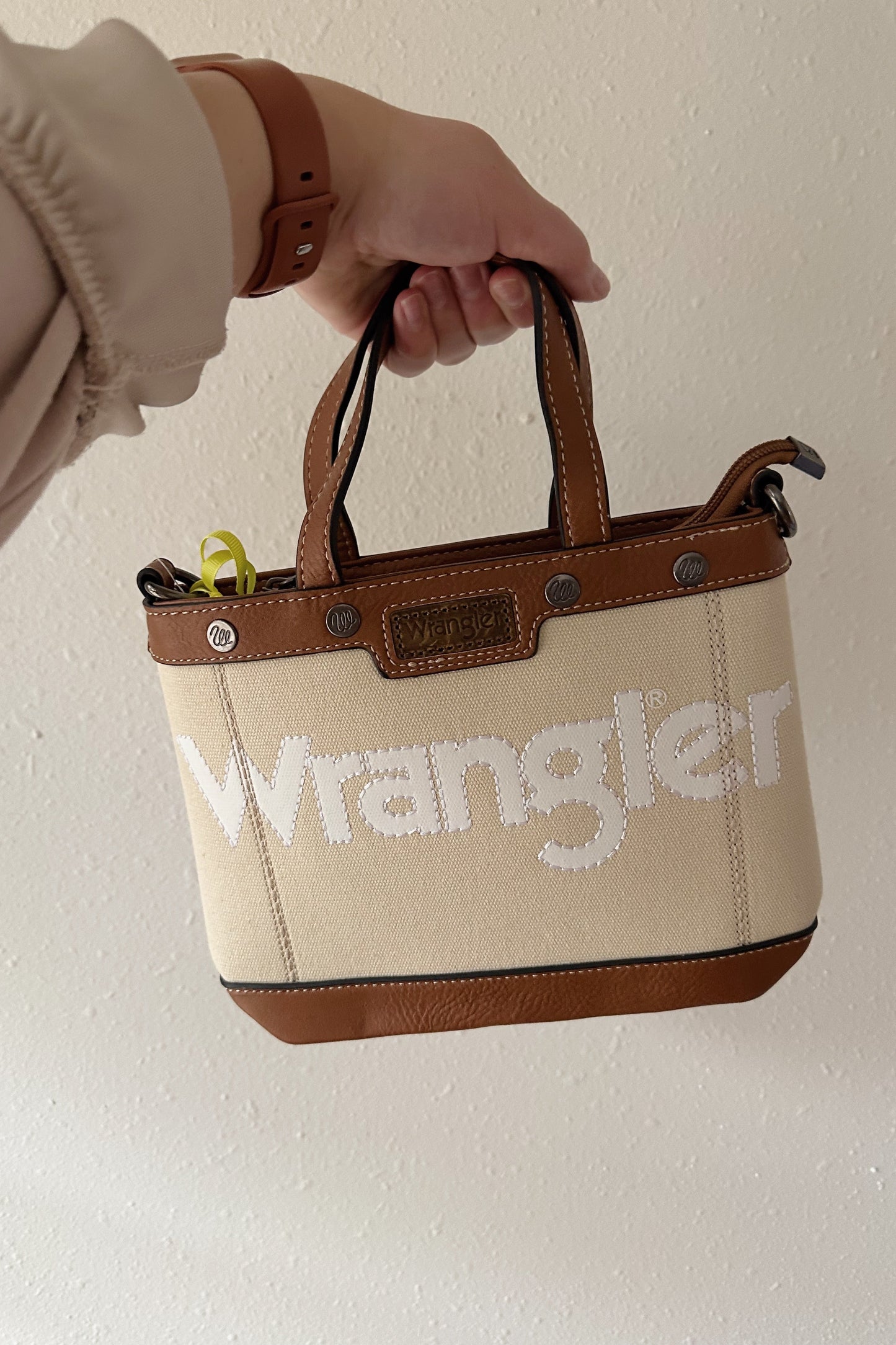 Wrangler Canvas Mini Top Handle Tote/Crossbody - Tan