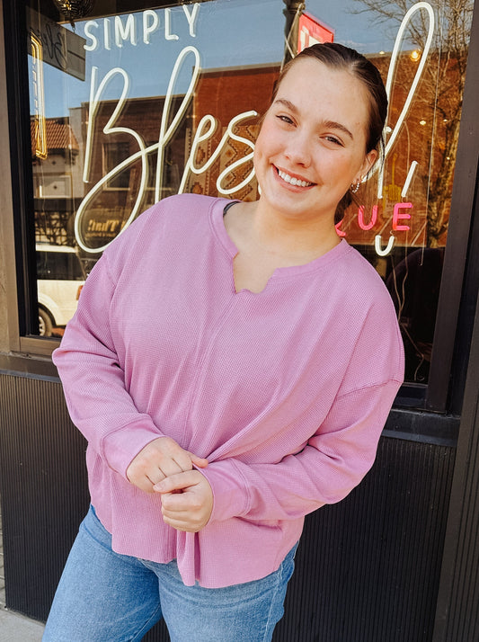 Pink Thermal Knit Top