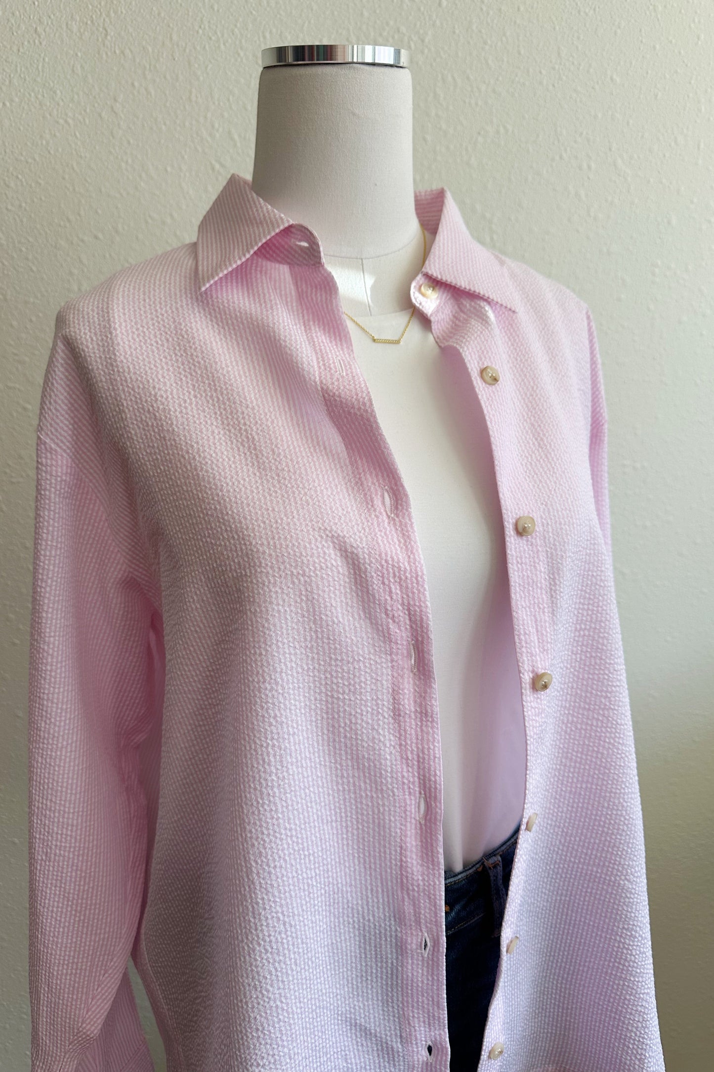 Textured Striped Button Up Shirt