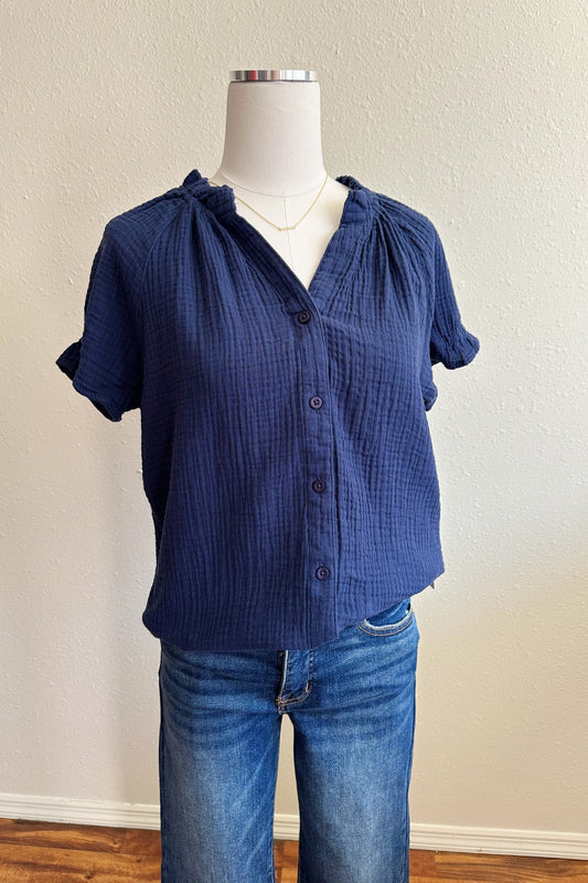 Ruffle Neck Top - Multiple Colors