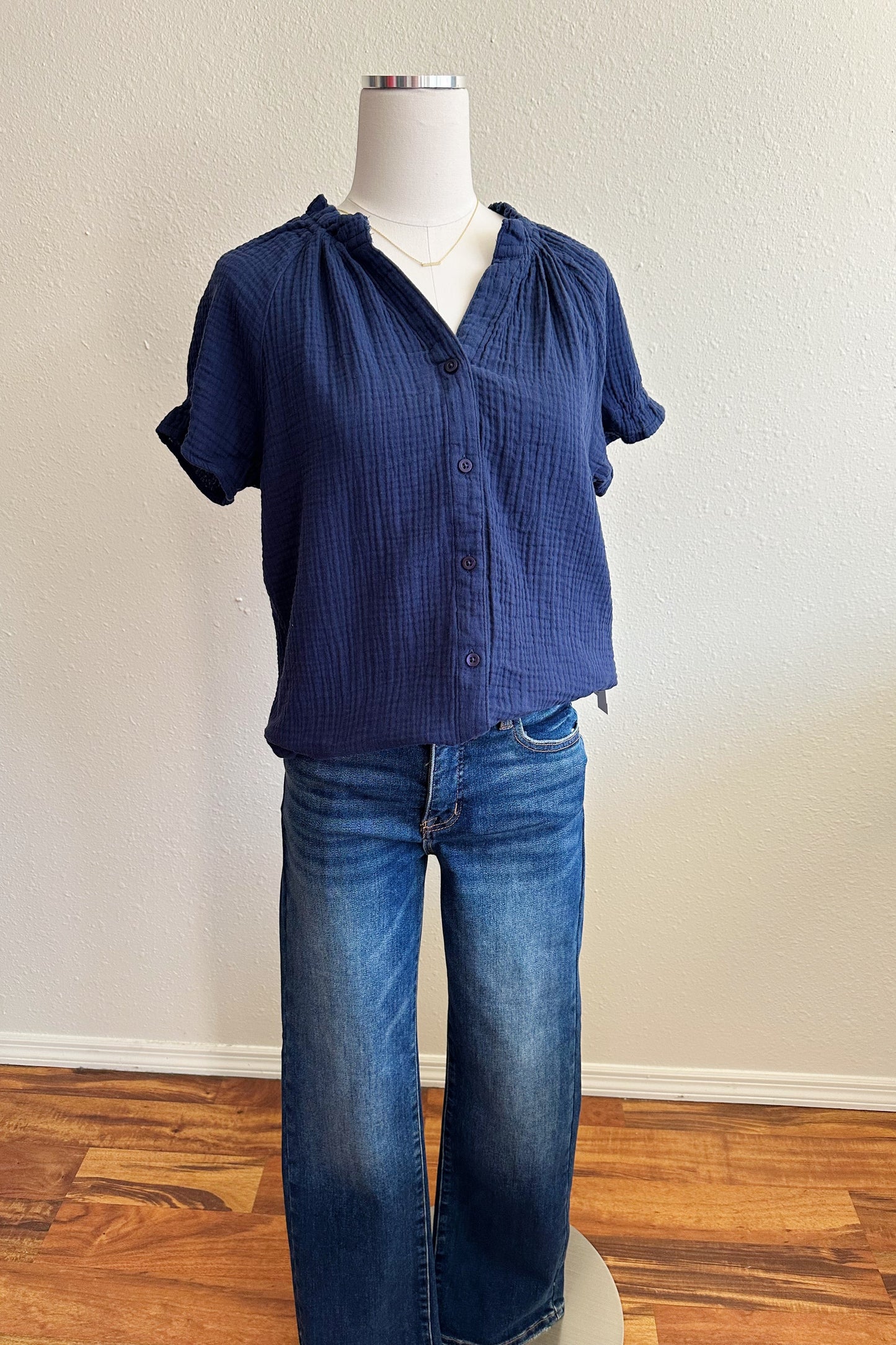 Ruffle Neck Top - Multiple Colors
