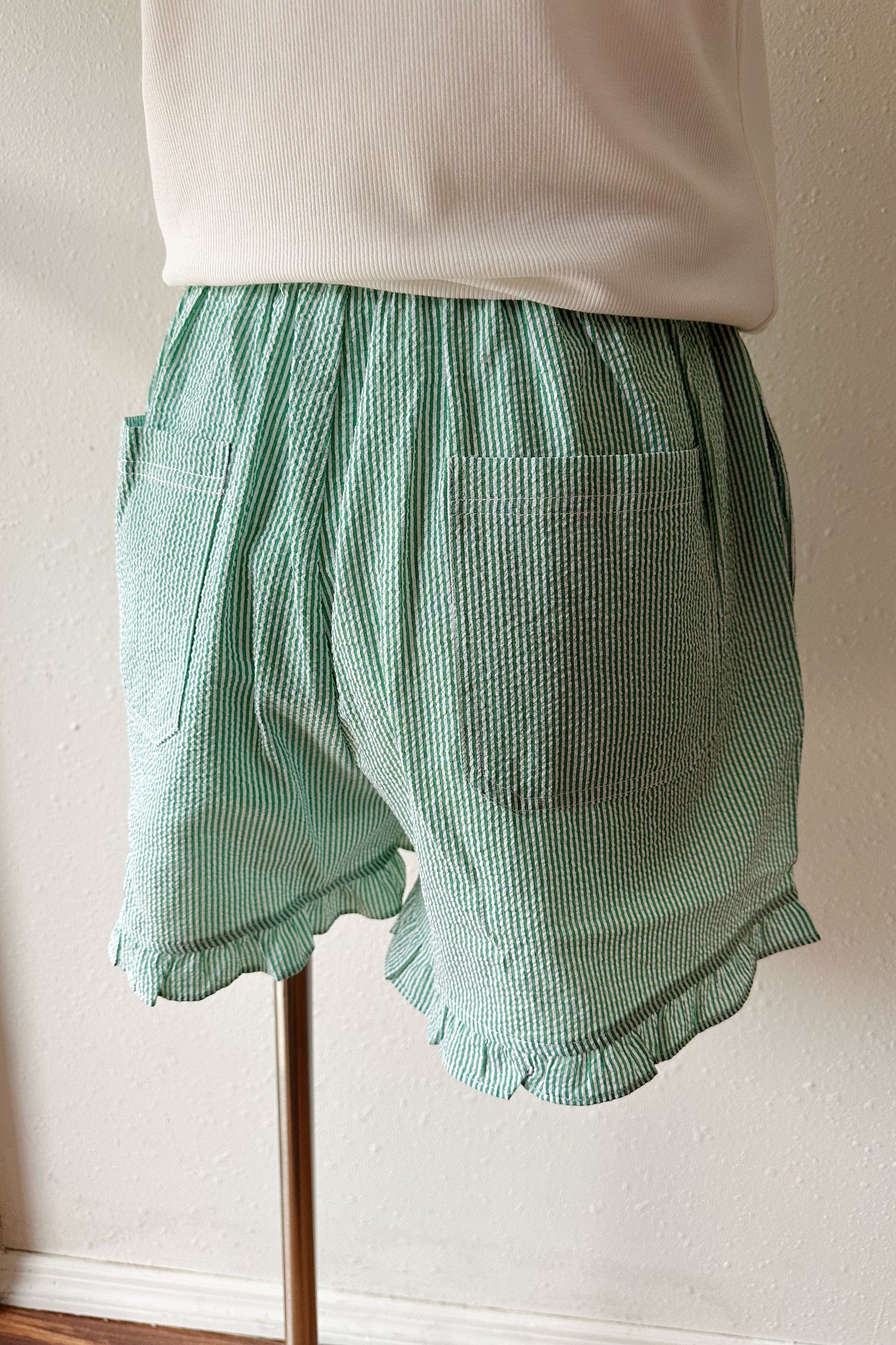 Striped Ruffle Hem Shorts