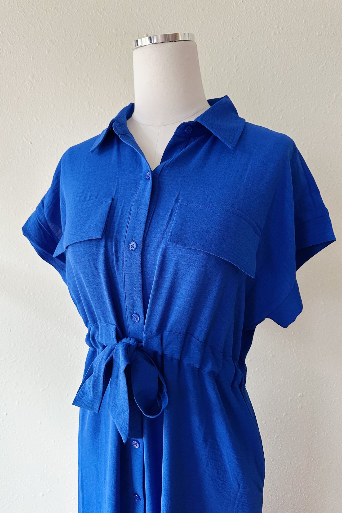 Royal Blue Button-Up Dress