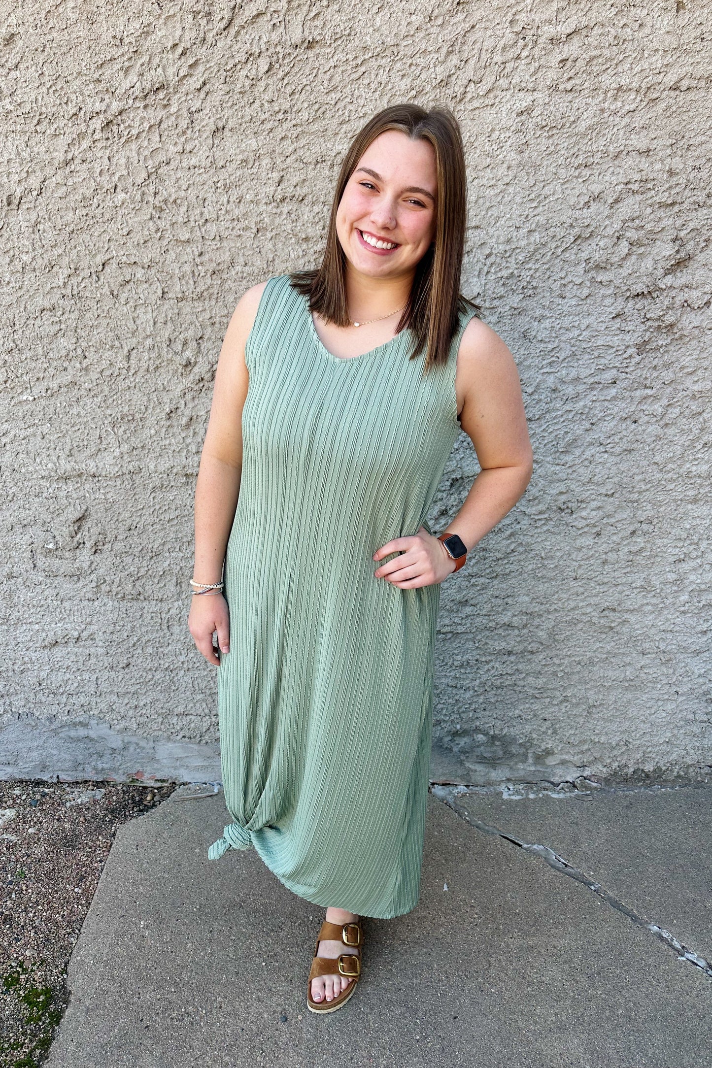 Pleated Maxi Dress - Sage