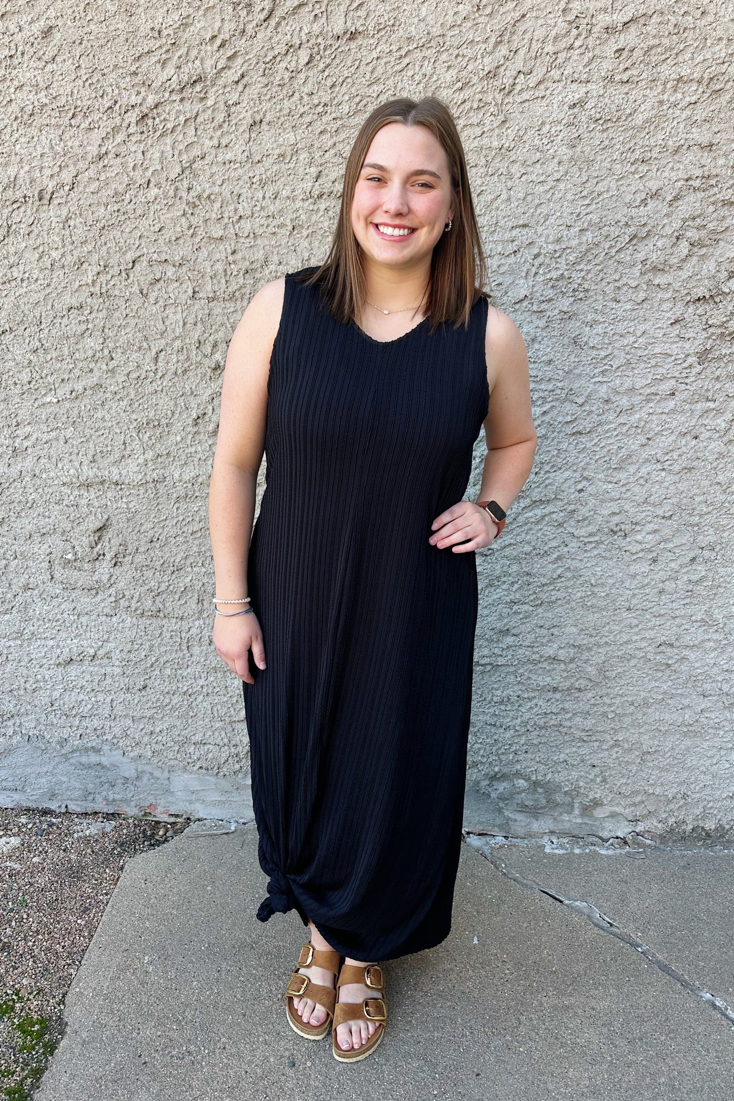 Pleated Maxi Dress - Black