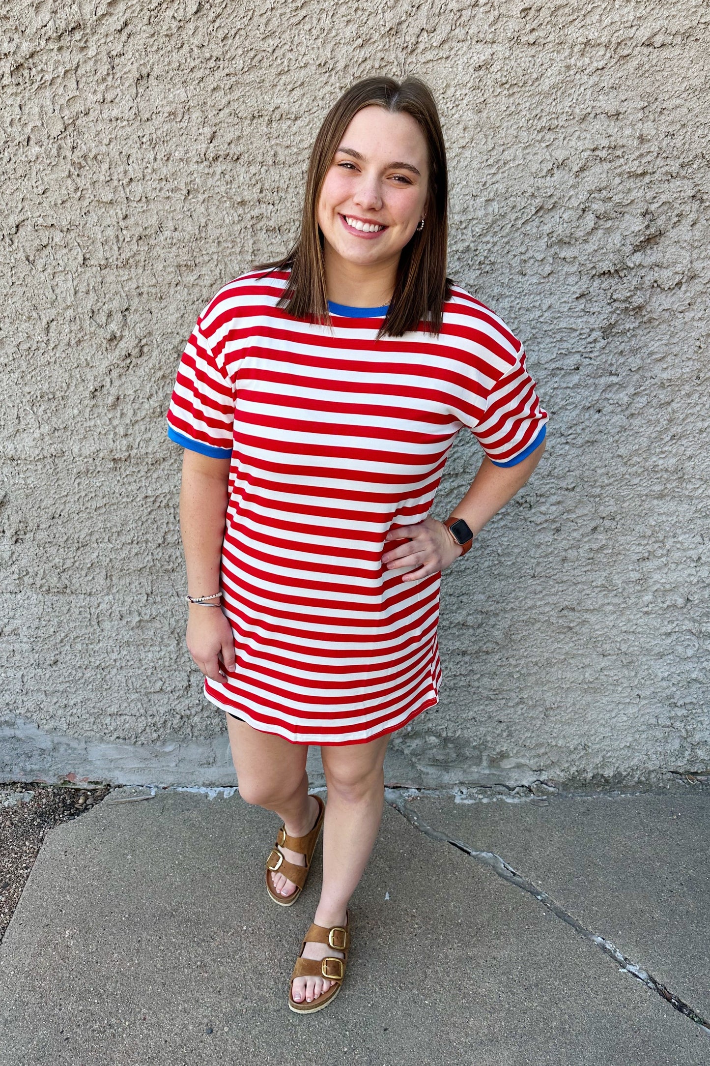 Living in Stripes Dress - Red/Blue