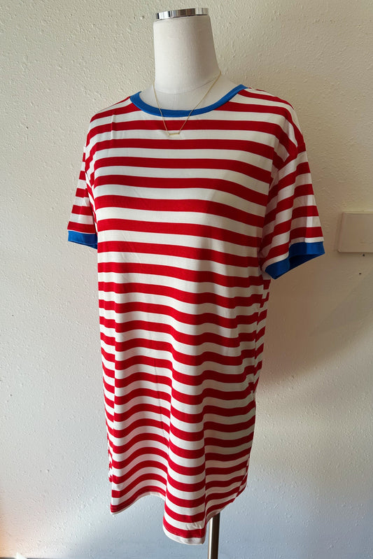 Living in Stripes Dress - Red/Blue