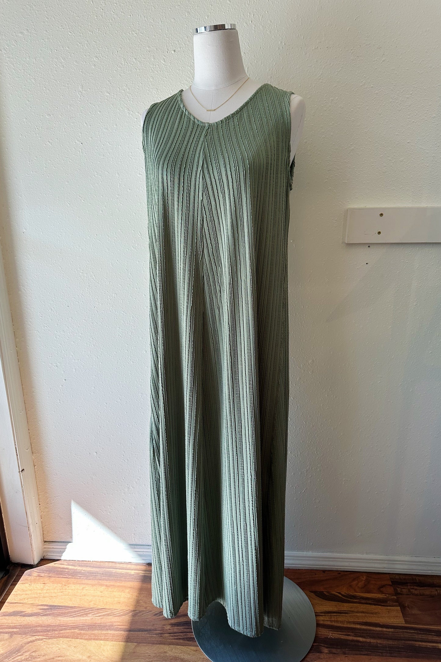 Pleated Maxi Dress - Sage