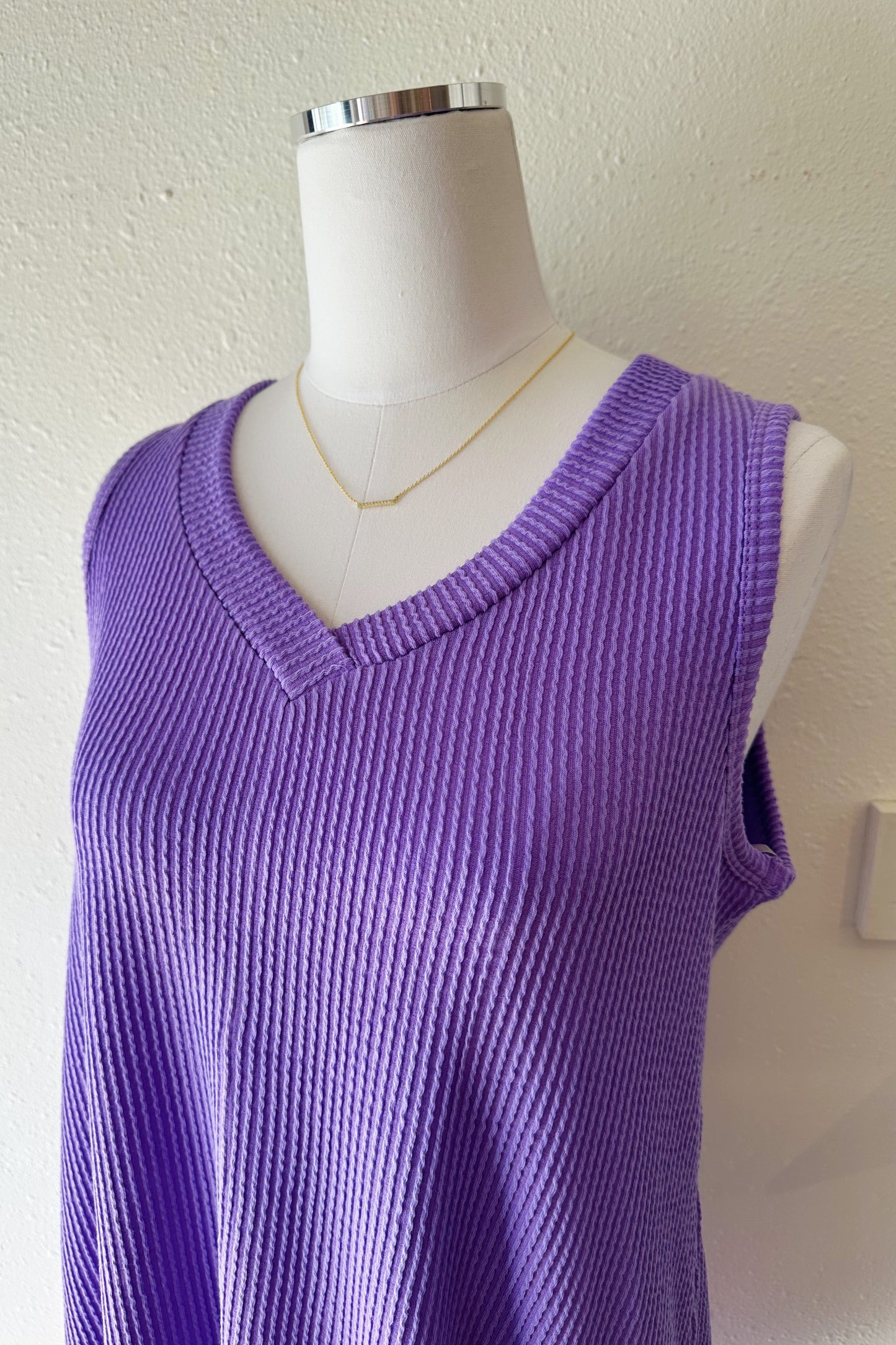 Ribbed V-Neck Mini Dress