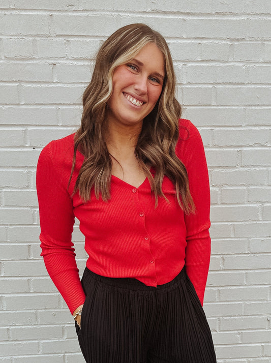 Cherry Red Sweater Top
