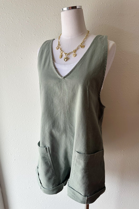 Sage Boho Chic Romper