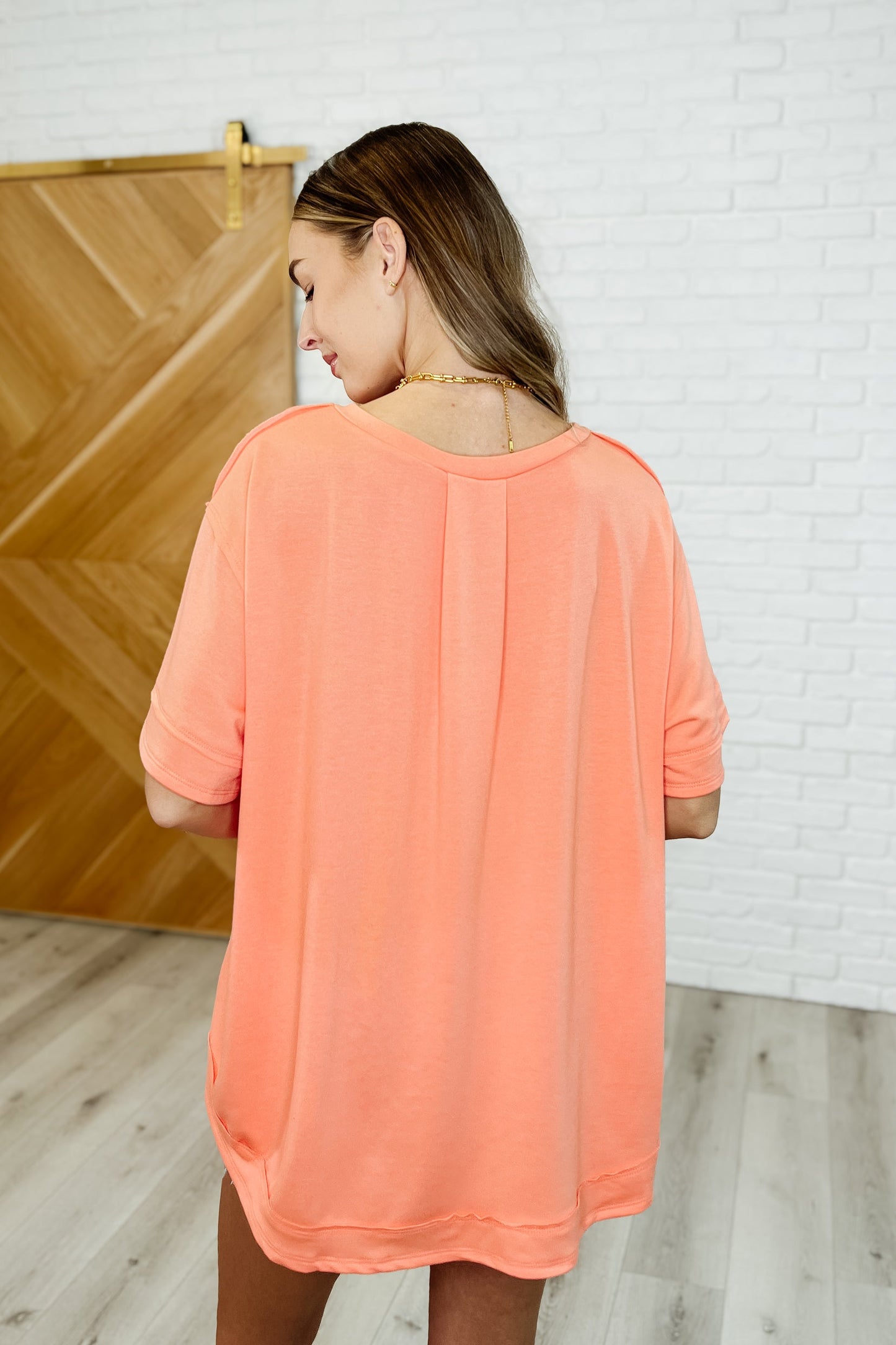 In the Rotation Exposed Seam Tee in Apricot Splash (Online Exclusive)