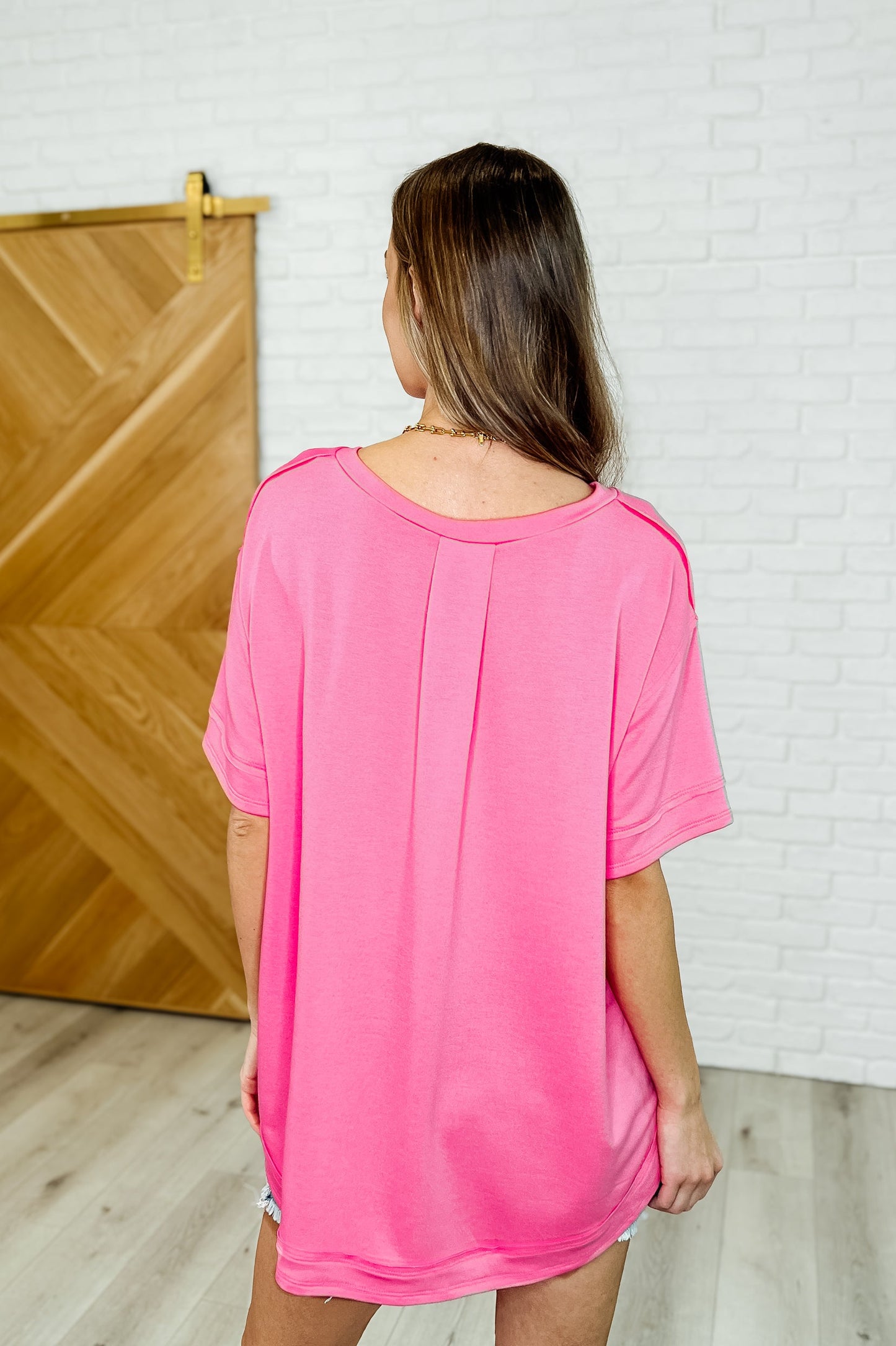 In the Rotation Exposed Seam Tee in Hot Pink (Online Exclusive)
