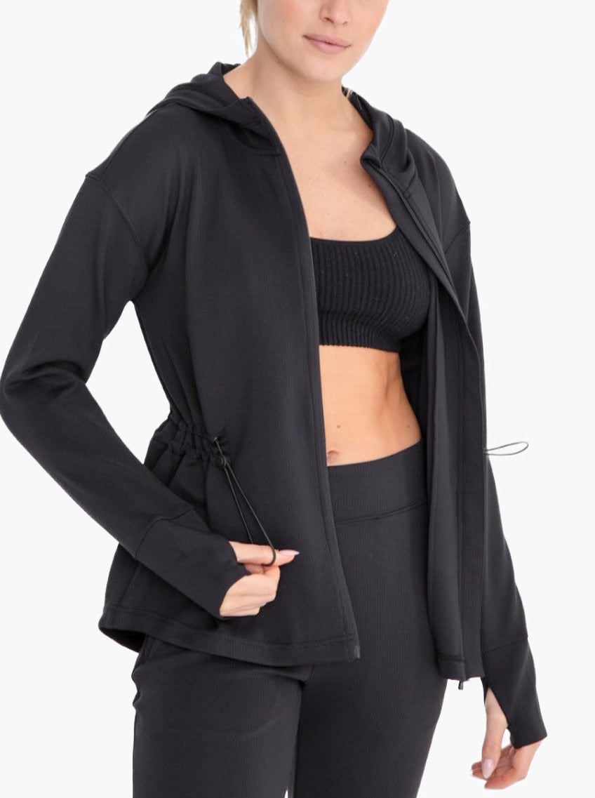Slimming Ribbed Hooded Jacket