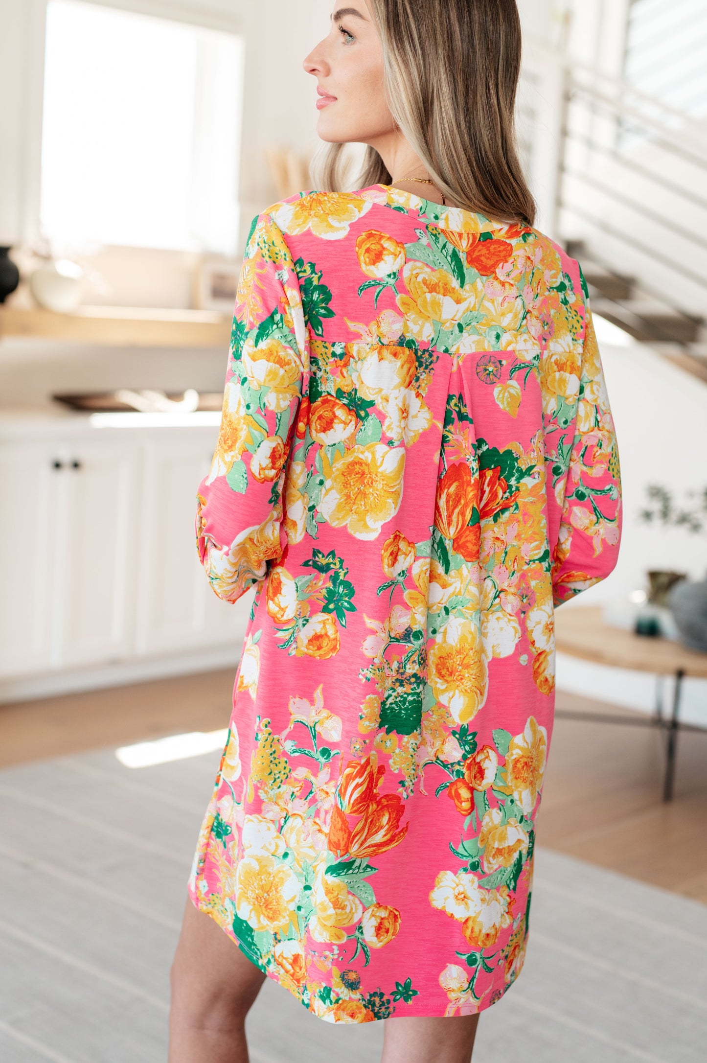 Lizzy Dress in Hot Pink and Yellow Floral (Online Exclusive)