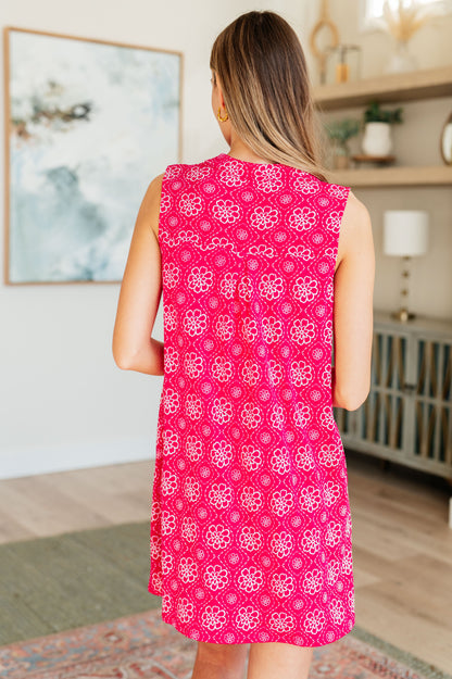 Lizzy Tank Dress in Magenta Floral Tile (Online Exclusive)