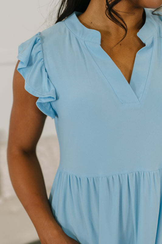Lizzy Forever Flutter Sleeve Dress in Blue Crush (Online Exclusive)