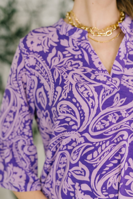 Lizzy Sunday Dress in Purple Paisley (Online Exclusive)