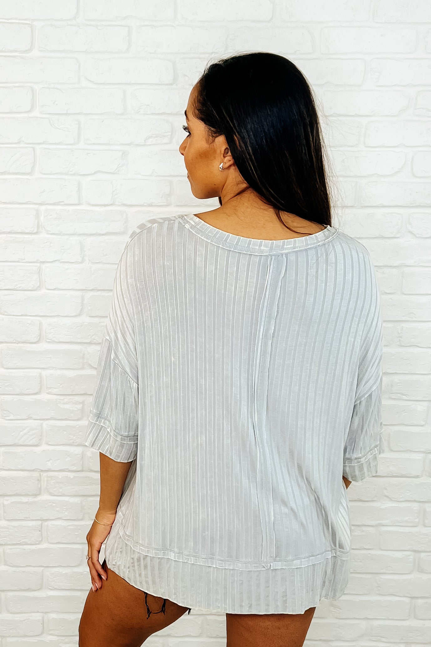 Loosely Speaking Oversized Basic Top in Lt Grey (Online Exclusive)