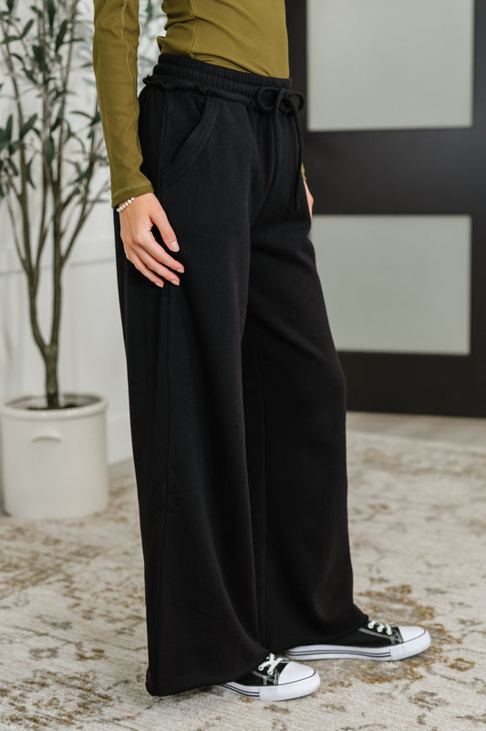 Lounge Line Wide Leg Sweats in Black (Online Exclusive)
