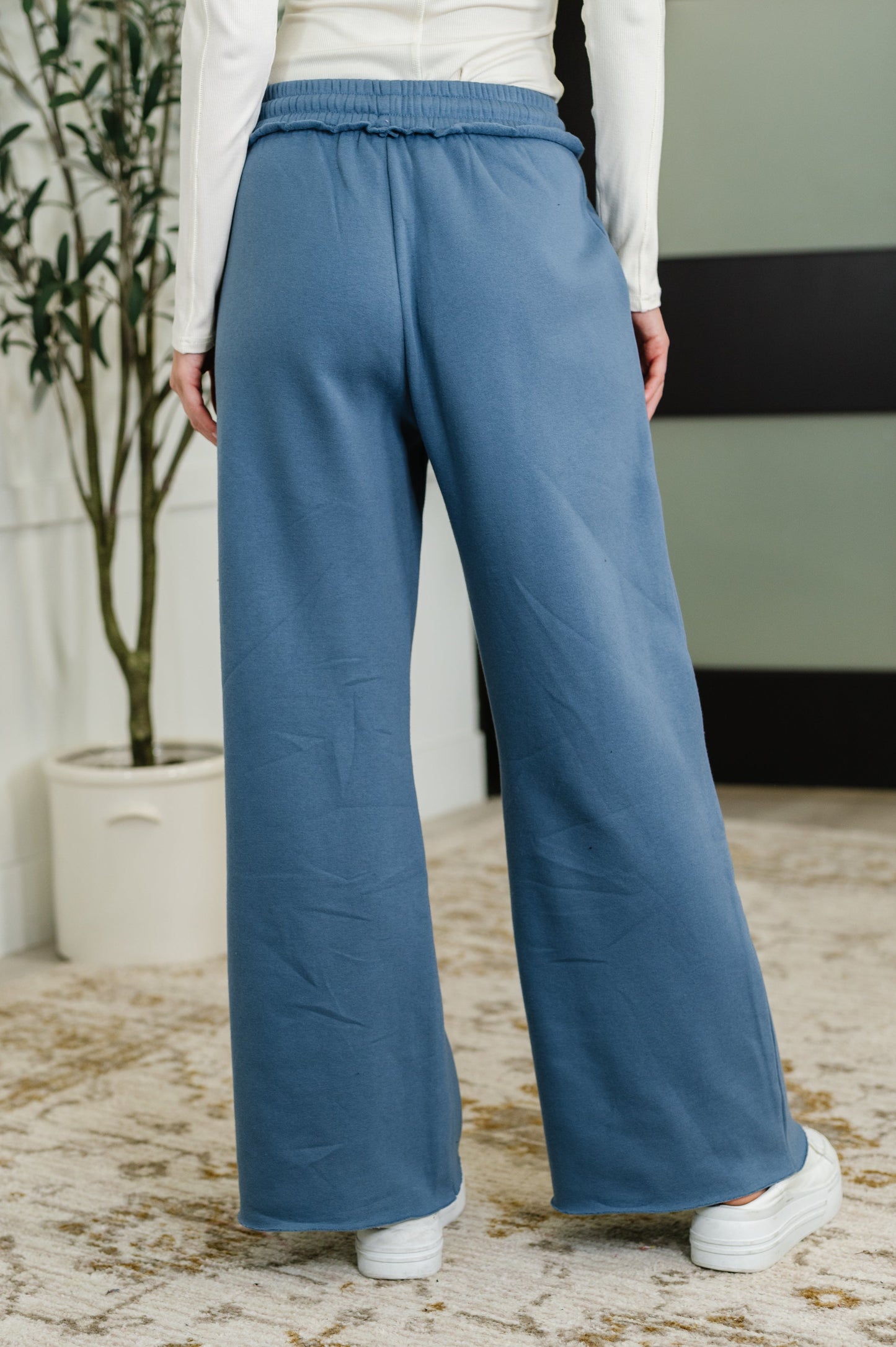 Lounge Line Wide Leg Sweats in Dusty Blue (Online Exclusive)