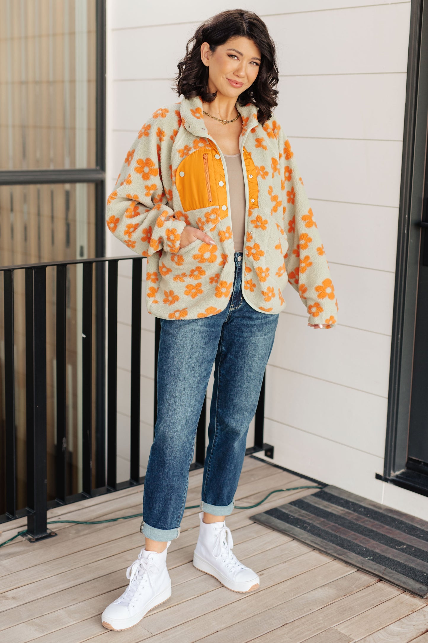 Love It Don't Leave It Floral Fleece Jacket (Online Exclusive)